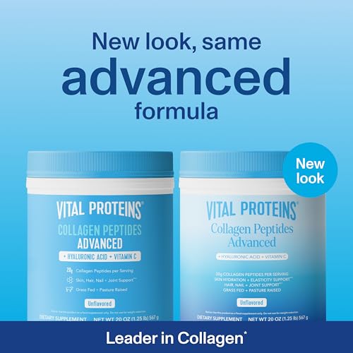 Vital Proteins Collagen Peptides Powder with Hyaluronic Acid and Vitamin C, Unflavored, 20 oz-UPStoxs