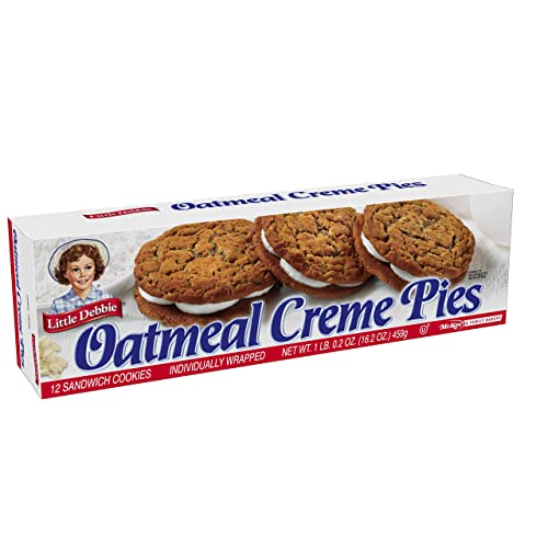 Little Debbie Oatmeal Crème Pies, 12 Individually Wrapped Sandwich Cookies, 16.2 OZ Box-UPStoxs