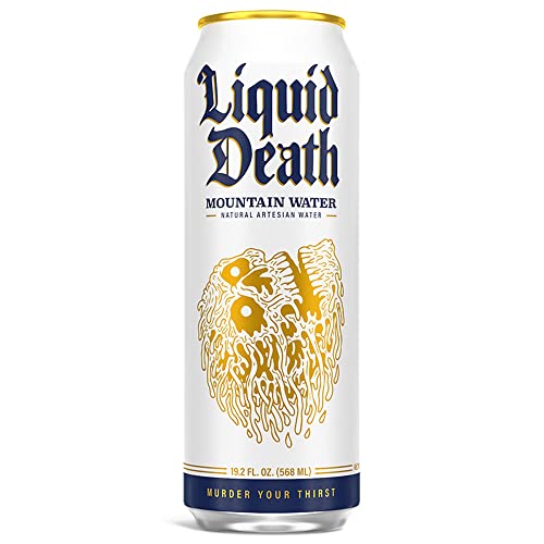 Liquid Death, Still Mountain Water, 8-Pack (King Size 19.2oz Cans), Real Mountain Source, Natural Minerals & Electrolytes-UPStoxs