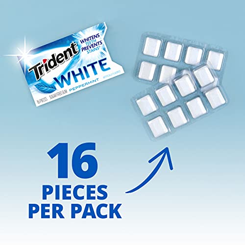 Trident White Peppermint Sugar Free Gum, 16 Count (Pack of 9)-UPStoxs