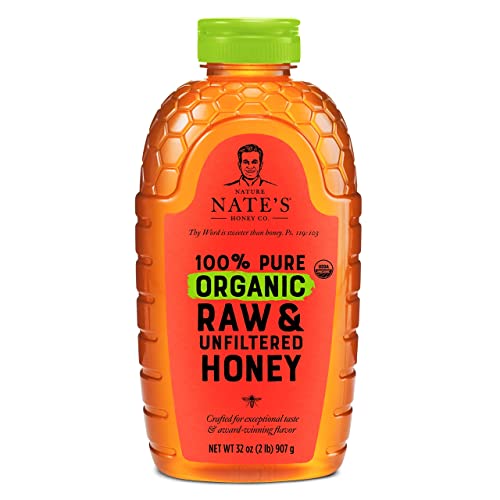 Nate's Organic 100% Pure, Raw & Unfiltered Honey - USDA Certified Organic - 32oz. Squeeze Bottle-UPStoxs