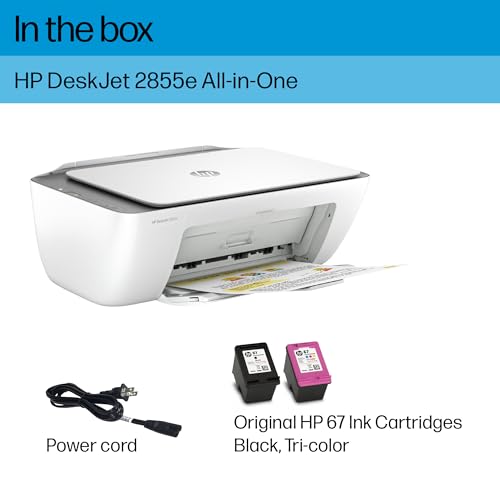 HP DeskJet 2855e Wireless All-in-One Color Inkjet Printer, Scanner, Copier, Best-for-home, 3 months of ink included (588S5A)-UPStoxs