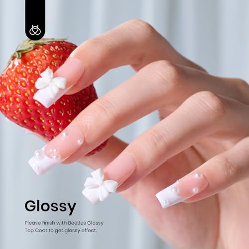 Beetles Gel Nail Polish, 1 Pcs 15ml White Color Soak Off Gel Polish Nail Art Manicure Salon DIY Gel Nail Design Decoration at Home Nail Lamp Needed Nails Manicure Kit Gift-UPStoxs