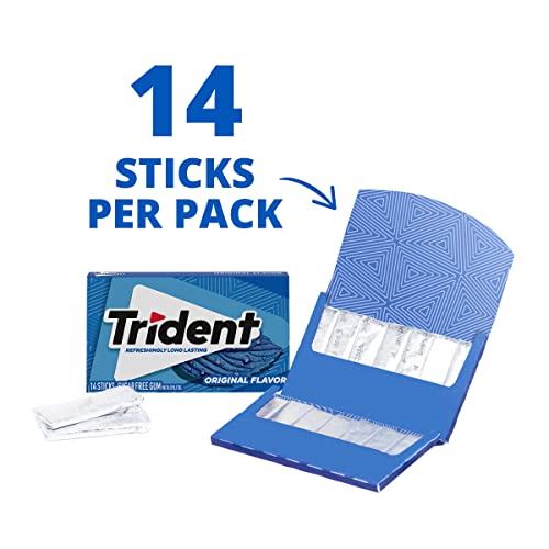 Trident Original Flavor Sugar Free Gum, 12 Packs of 14 Pieces (168 Total Pieces)-UPStoxs