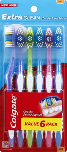 Colgate Extra Clean Toothbrush, Soft Toothbrush for Adults Packaging May Vary, 6 Count-UPStoxs