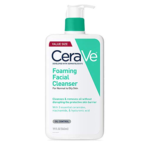 CeraVe Foaming Facial Cleanser | Daily Face Wash for Oily Skin | Hyaluronic Acid + Ceramides + Niacinamide| Fragrance Free & Paraben Free | Non-Drying Oil Control Face Wash | 19 Fluid Ounce-UPStoxs