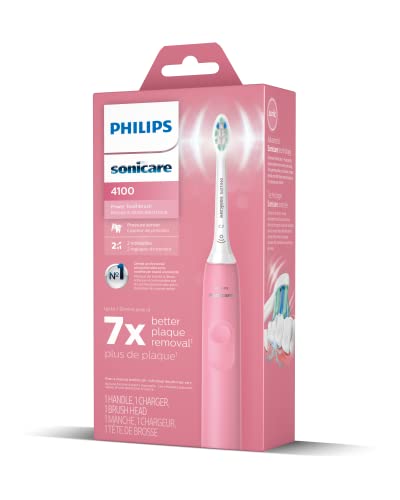 Philips Sonicare 4100 Power Toothbrush, Rechargeable Electric Toothbrush with Pressure Sensor, Deep Pink HX3681/26-UPStoxs