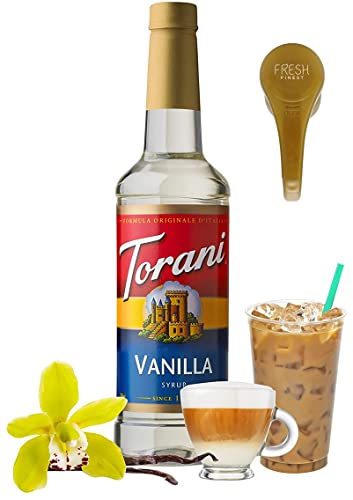 Vanilla Syrup for Coffee 25.4 Ounces for Vanilla Flavored Coffee Syrup with Fresh Finest Syrup Pump Dispenser-UPStoxs