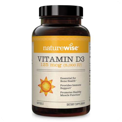 NatureWise Vitamin D3 5000iu (125 mcg) 1 Year Supply for Healthy Muscle Function, and Immune Support, Non-GMO, Gluten Free in Cold-Pressed Olive Oil, Packaging Vary ( Mini Softgel), 360 Count-UPStoxs