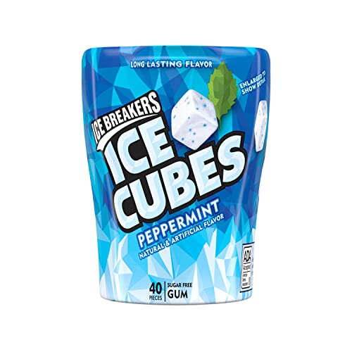 ICE BREAKERS Ice Cubes Peppermint Sugar Free Chewing Gum Bottles, 3.24 oz (6 Count, 40 Pieces)-UPStoxs