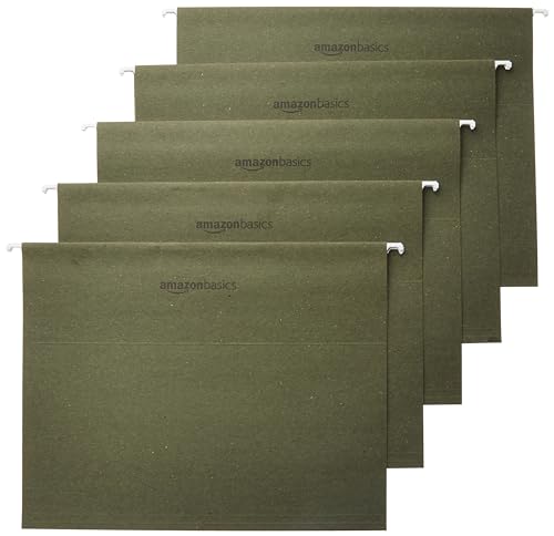 Amazon Basics Hanging Organizer File Folder, Letter Size, Green - Pack of 25-UPStoxs