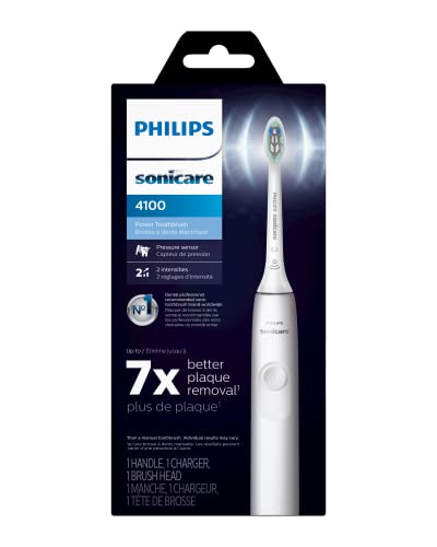 Philips Sonicare 4100 Power Toothbrush, Rechargeable Electric Toothbrush with Pressure Sensor, White HX3681/23-UPStoxs