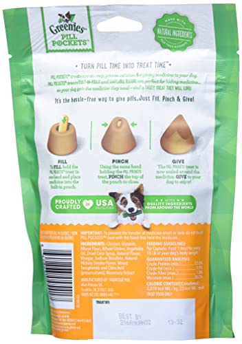 Greenies Pill Pockets for Dogs Capsule Size Natural Soft Dog Treats, Chicken Flavor, 7.9 oz. Pack (30 Treats)-UPStoxs