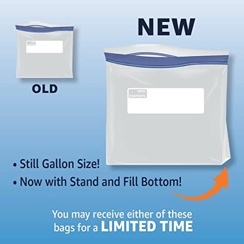 Amazon Basics Freezer Gallon Bags, Stand & Fill Base, 90 Count-UPStoxs