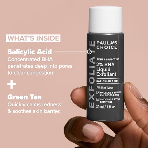 Paula's Choice Skin Perfecting 2% BHA Liquid Salicylic Acid Exfoliant, Gentle Facial Exfoliator for Blackheads, Large Pores, Wrinkles & Fine Lines, Travel Size, 1 Fluid Ounce-UPStoxs