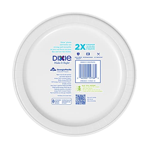 Dixie Medium Paper Plates, 8.5 Inch, 90 Count, 2X Stronger*, Microwave-Safe, Soak-Proof, Cut Resistant, Disposable Plates For Everyday Breakfast, Lunch, & Dinner Meals-UPStoxs