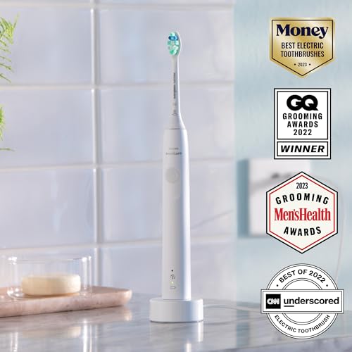 Philips Sonicare 4100 Power Toothbrush, Rechargeable Electric Toothbrush with Pressure Sensor, White HX3681/23-UPStoxs