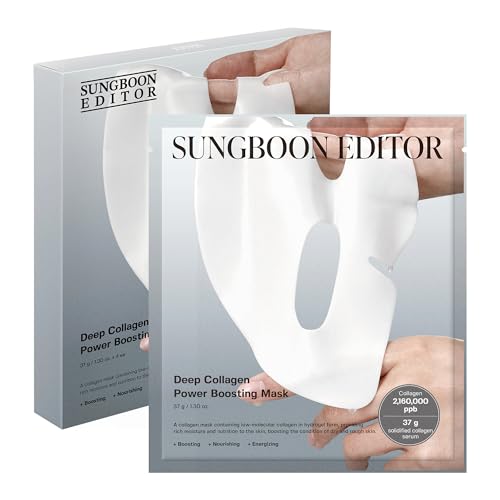 SUNGBOON EDITOR Deep Collagen Overnight Mask 37gx4ea | The real collagen 2,160,000ppb | Facial Hydrogel Masks with low molecular weight collagen for elasticity, firming, and moisturizing-UPStoxs