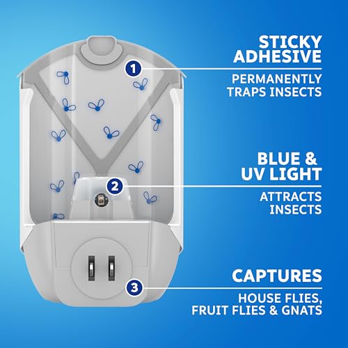 ZEVO Flying Insect Refills for Indoor Light Trap: 6 Light Trap Refill Cartridges Capture Fruit Flies, Gnats and Houseflies (6 Cartridges)-UPStoxs