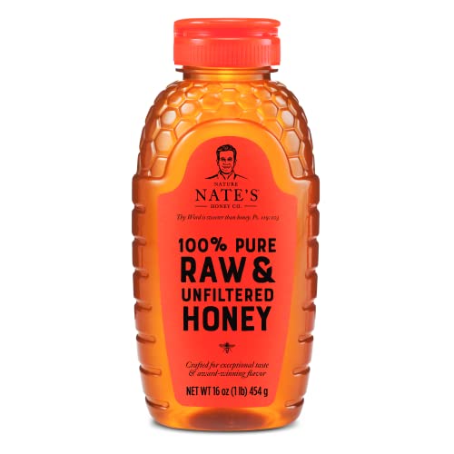 Nate's 100% Pure, Raw & Unfiltered Honey - Award-Winning Taste, 16 oz. Squeeze Bottle-UPStoxs