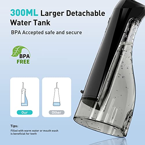 COSLUS Water Dental Flosser Teeth Pick: Portable Cordless Oral Irrigator 300ML Rechargeable Travel Irrigation Cleaner IPX7 Waterproof Electric Waterflosser Flossing Machine for Teeth Cleaning F5020E-UPStoxs