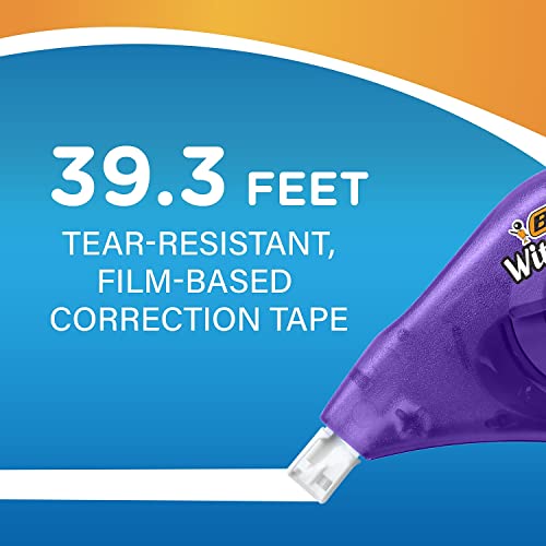 BIC Wite-Out Brand EZ Correct Correction Tape, 39.3 Feet, 2-Count Pack of white Correction Tape, Fast, Clean and Easy to Use Tear-Resistant Tape Office or School Supplies-UPStoxs