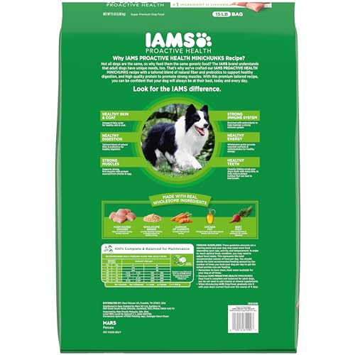 IAMS Adult Minichunks Small Kibble High Protein Dry Dog Food with Real Chicken, 30 lb. Bag,(Packaging may vary)-UPStoxs