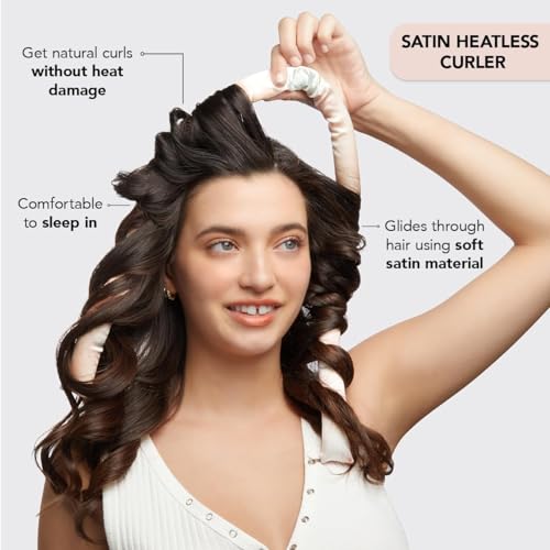 Kitsch Satin Heatless Curling Set - Overnight Hair Curlers and Rollers for No-Heat Soft Curls, Curling Rod Headband - Sunset-UPStoxs