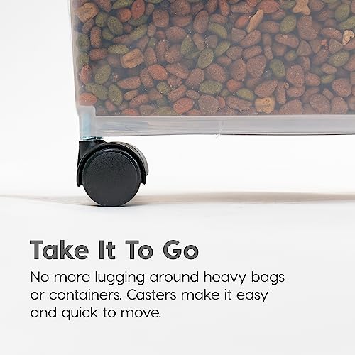 IRIS USA Airtight Dog Food Storage Container, Up to 30 lbs, Attachable Wheels, for Dog Cat Bird and other Pet Food Storage Bin, Keep Fresh, Easy Mobility, BPA Free, Black-UPStoxs