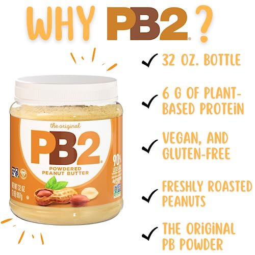 PB2 Original Powdered Peanut Butter - 6g of Protein, 90% Less Fat, Certified Gluten Free, Only 60 Calories per Serving, Perfect for Protein Shakes, Smoothies, and Low-Carb, Keto Diets-UPStoxs