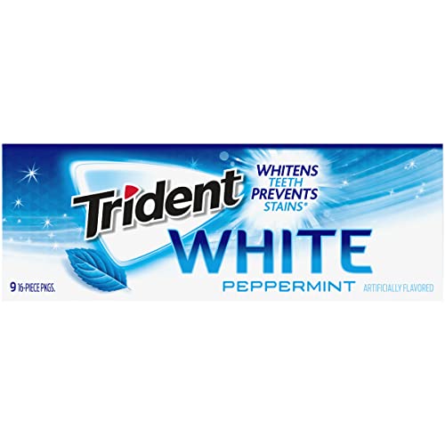 Trident White Peppermint Sugar Free Gum, 16 Count (Pack of 9)-UPStoxs