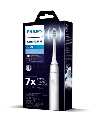 Philips Sonicare 4100 Power Toothbrush, Rechargeable Electric Toothbrush with Pressure Sensor, White HX3681/23-UPStoxs