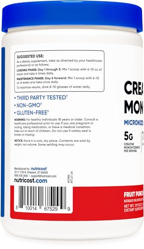 Nutricost Creatine Monohydrate Powder (Fruit Punch, 500 Gram)-UPStoxs