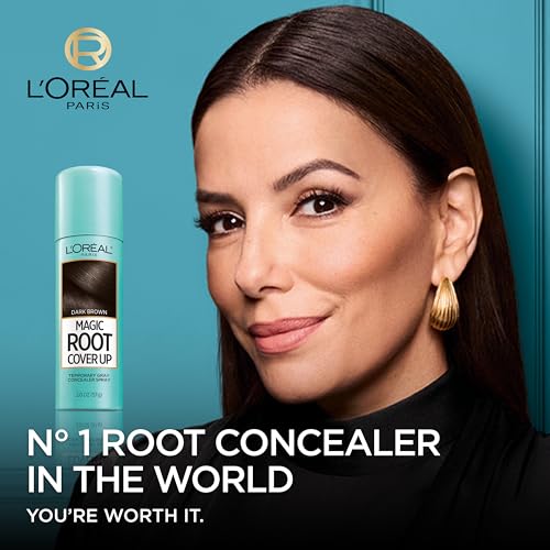 L'Oreal Paris Root Cover Up Temporary Gray Concealer Spray, Hair Color Spray with Filling & Thickening Coverage, Dark Brown, Packaging May Vary-UPStoxs