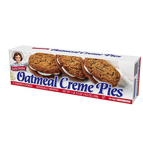 Little Debbie Oatmeal Crème Pies, 12 Individually Wrapped Sandwich Cookies, 16.2 OZ Box-UPStoxs