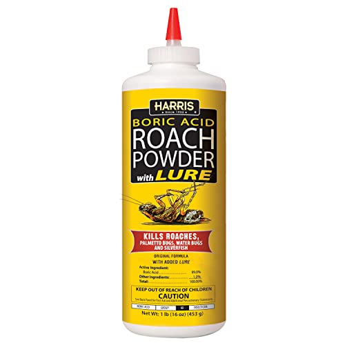 HARRIS Boric Acid Roach and Silverfish Killer Powder w/Lure for Insects (16oz)-UPStoxs