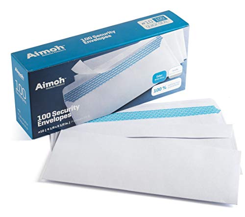 #10 Security Tinted Self-Seal Envelopes - No Window - Size 4-1/8 X 9-1/2 Inches - White - 24 LB - 100 Count (34100)-UPStoxs