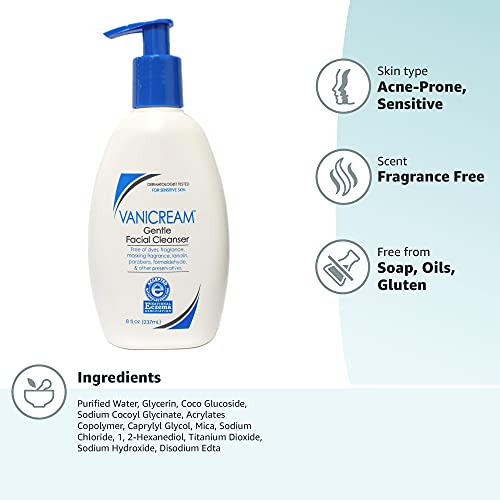 Vanicream Gentle Facial Cleanser with Pump Dispenser - 8 fl oz - Formulated Without Common Irritants for Those with Sensitive Skin-UPStoxs