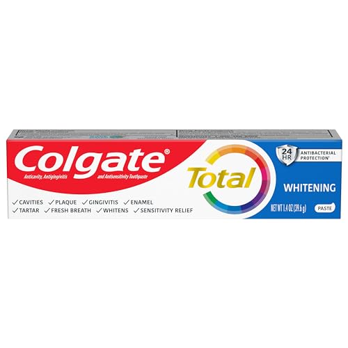 Colgate Total Whitening Travel Toothpaste, Mint Toothpaste for Travel, Carry-On Size Toothpaste, 1.4 Oz Tube-UPStoxs