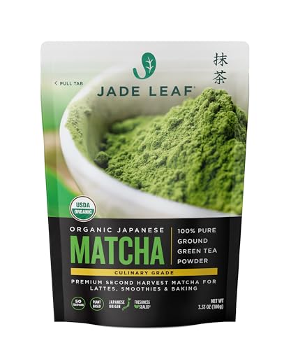 Jade Leaf Matcha - Organic Culinary Grade - Premium Second Harvest - Authentic Japanese Origin (3.53 Ounce Pouch)-UPStoxs