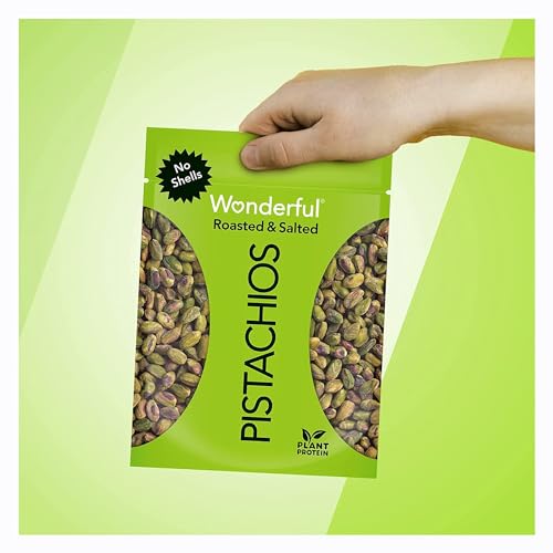 Wonderful Pistachios No Shells, Roasted & Salted Nuts, 24 Ounce Resealable Bag, Protein Snacks, Gluten Free, Healthy Snack-UPStoxs