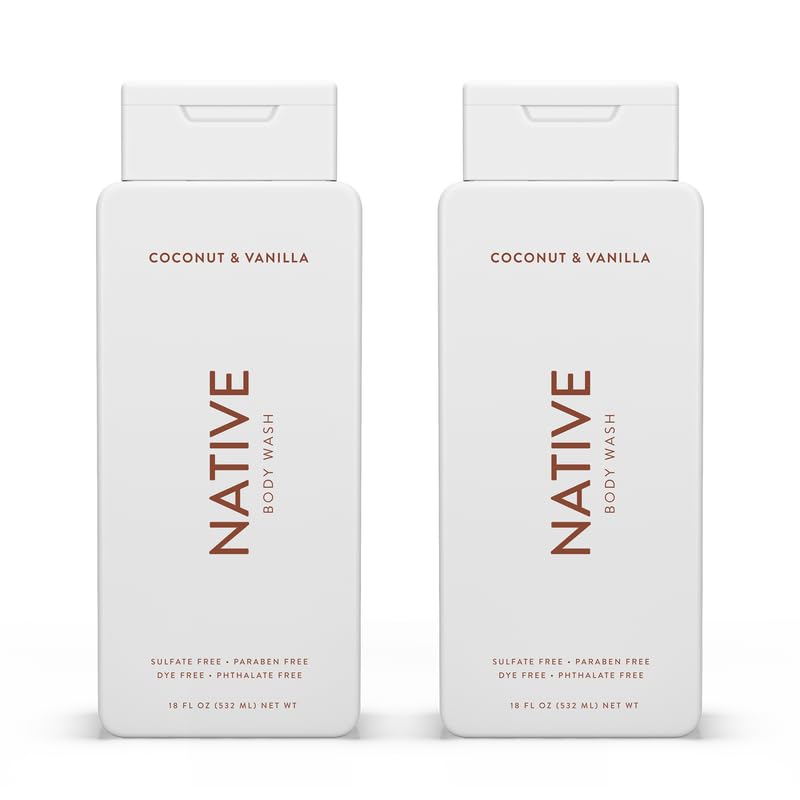 Native Body Wash Contains Naturally Derived Ingredients | For Women & Men, Sulfate, Paraben, & Dye Free Leaving Skin Soft and Hydrated | Coconut & Vanilla 18 oz - 2 Pk-UPStoxs