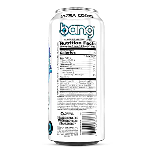 Bang Energy Blue Razz, Sugar-Free Energy Drink, 16-Ounce (Pack of 12)-UPStoxs