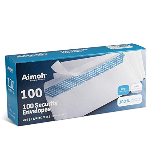 #10 Security Tinted Self-Seal Envelopes - No Window - Size 4-1/8 X 9-1/2 Inches - White - 24 LB - 100 Count (34100)-UPStoxs