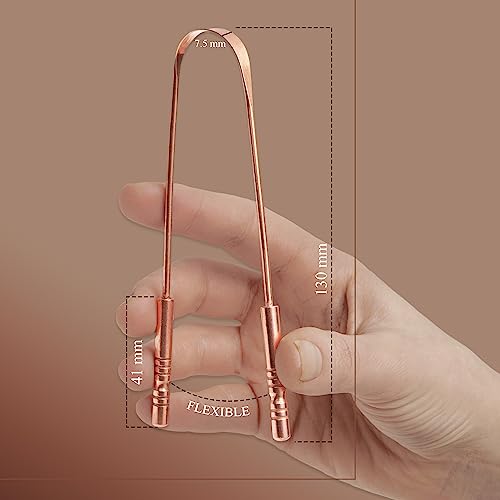 MasterMedi Tongue Scraper with Case Easy to Use Tongue Scraper for Adults, Tongue Cleaner for Oral Care & Hygiene (Copper Set of 2 (with Travel Case))-UPStoxs