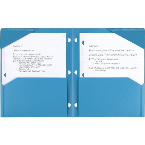 Five Star 2-Pocket Folder, Plastic Folder with Stay-Put Tabs, Fits 3 Ring Binder, Holds 8-1/2" x 11" Paper, Blue (333420H-ECM)-UPStoxs