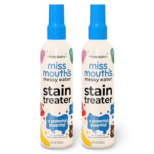 Miss Mouth's Messy Eater Stain Treater Spray - 4oz 2 Pack Stain Remover - Newborn & Baby Essentials - No Dry Cleaning Food, Grease, Coffee Off Laundry, Underwear, Fabric-UPStoxs