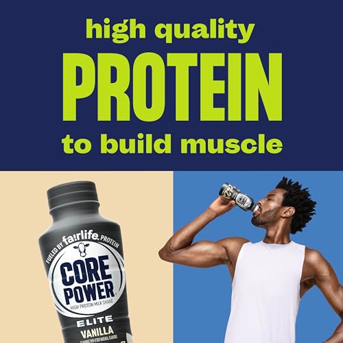 Core Power Fairlife Elite 42g High Protein Milk Shake Bottle, Ready To Drink for Workout Recovery, kosher, Liquid, Vanilla, 14 Fl Oz (Pack of 12)-UPStoxs