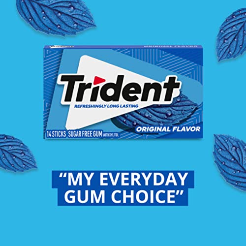 Trident Original Flavor Sugar Free Gum, 12 Packs of 14 Pieces (168 Total Pieces)-UPStoxs