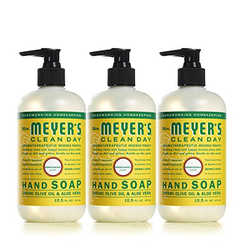 MRS. MEYER'S CLEAN DAY Hand Soap, Made with Essential Oils, Biodegradable Formula, Honeysuckle, 12.5 fl. oz - Pack of 3-UPStoxs